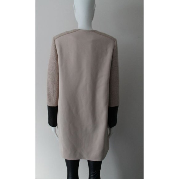 Club Monaco Faye Coat Leather Cuffs Cream Black Size Small - Picture 6 of 12